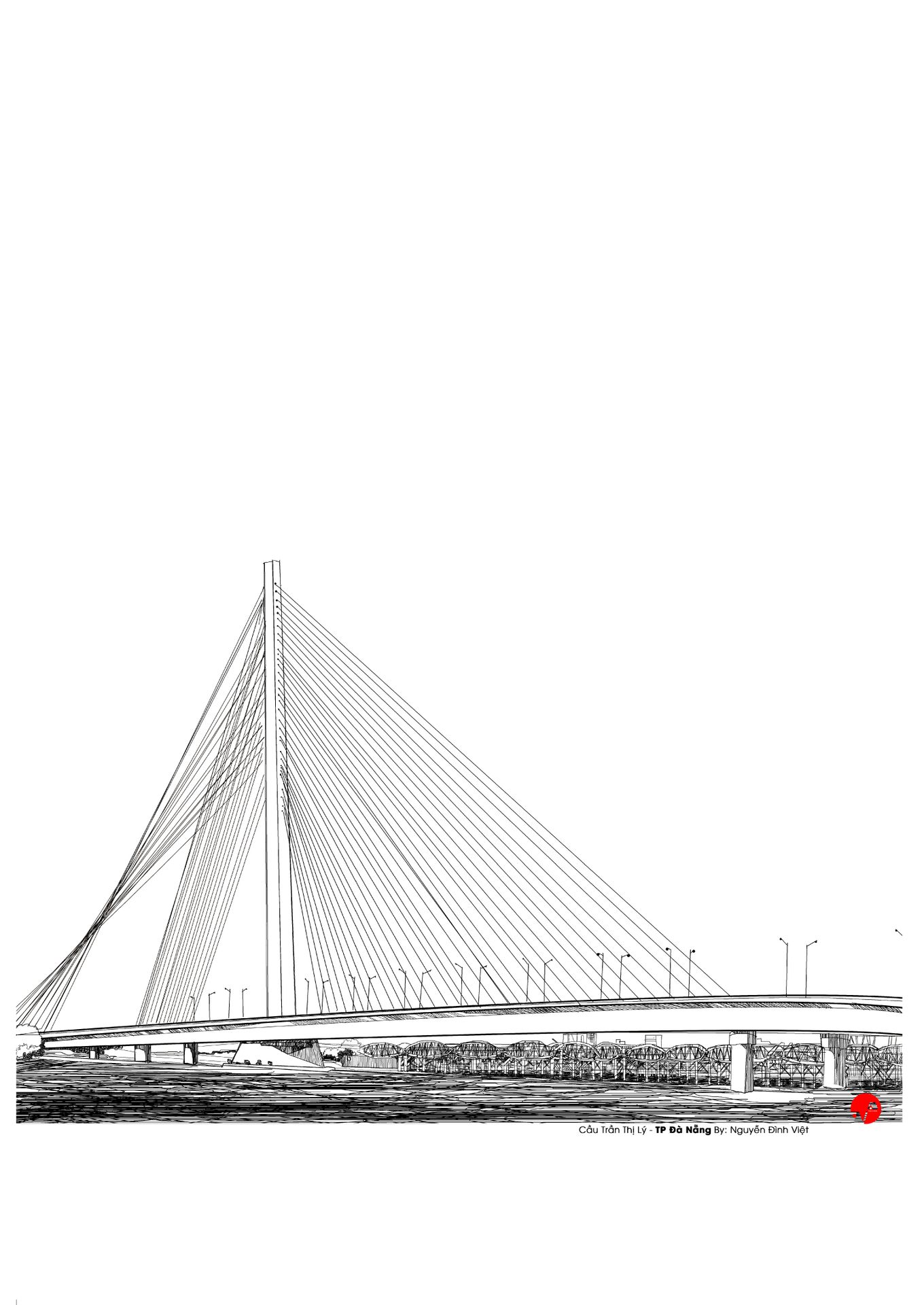 Cầu Trần Thị Lý là một trong những cây cầu đẹp nhất ở Đà Nẵng. Với thiết kế hiện đại và kiến trúc sang trọng, cầu sẽ khiến bạn bị cuốn hút từ cái nhìn đầu tiên. Đừng bỏ lỡ cơ hội ngắm nhìn vẻ đẹp của Cầu Trần Thị Lý. Translation: Tran Thi Ly Bridge is one of the most beautiful bridges in Danang. With modern design and elegant architecture, the bridge will catch your attention from the first sight. Don\'t miss the chance to admire the beauty of Tran Thi Ly Bridge.