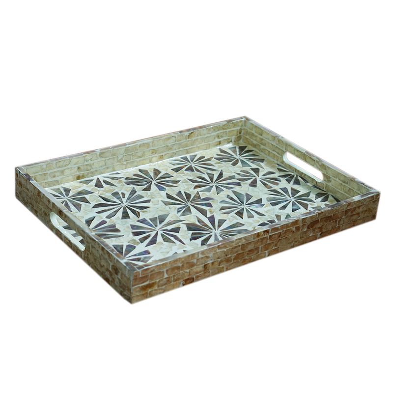 IASM445 Khay sơn mài hình chữ nhật gắn trai họa tiết mosaic (SL đặt hàng tối thiểu >10)