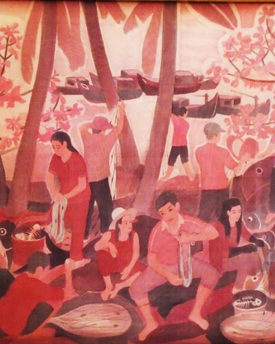 Gỡ lưới ở hòn Mấu