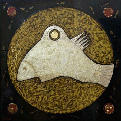 Fish playing under the Moon II
