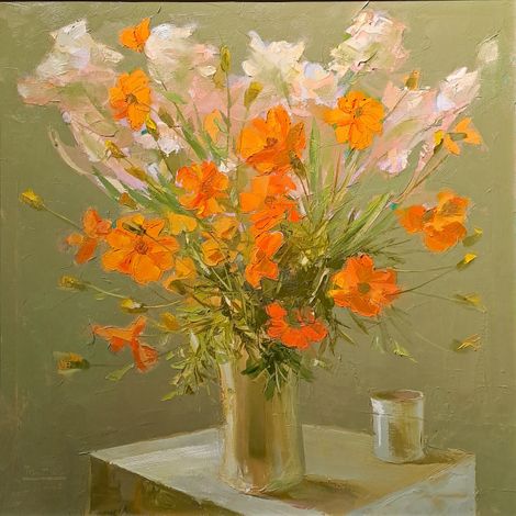 Name of the painting: Flower of Memories Size: 76x76 cm Material: Oil on canvas CArtist: Nguyen Thi Thu Hien 