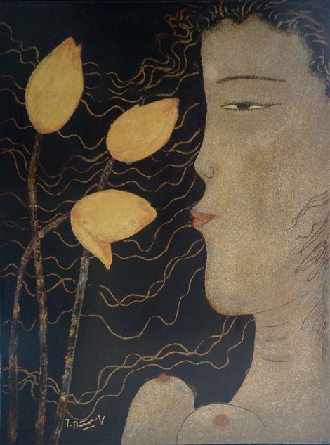 Thiếu nữ và hoa sen