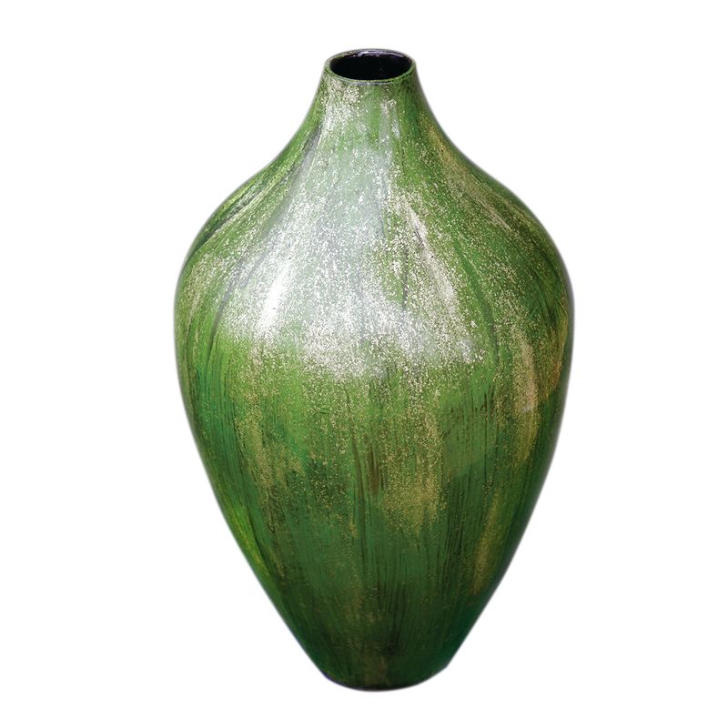 IA Crafts Silvery And Mossy Green Vietnamese Lacquer Vase