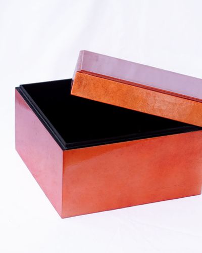 IA Crafts Medium-Sized Square Orange Vietnamese Lacquer Box