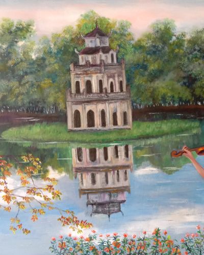 Đắm chìm trong bức tranh ký hoạ quyến rũ, tuyệt đẹp về Hồ Hoàn Kiếm và Hồ Gươm. Tranh ký hoạ cuốn hút này thể hiện sự hoài niệm đặc biệt của người Việt đối với vật thể này nổi tiếng, mang lại cho bạn cảm giác hoà nhập với thiên nhiên và câu chuyện lịch sử.